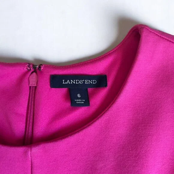 Land's End Hot Pink Crew Neck Sleeveless Sheath Dress Size 6 - Picture 2 of 7